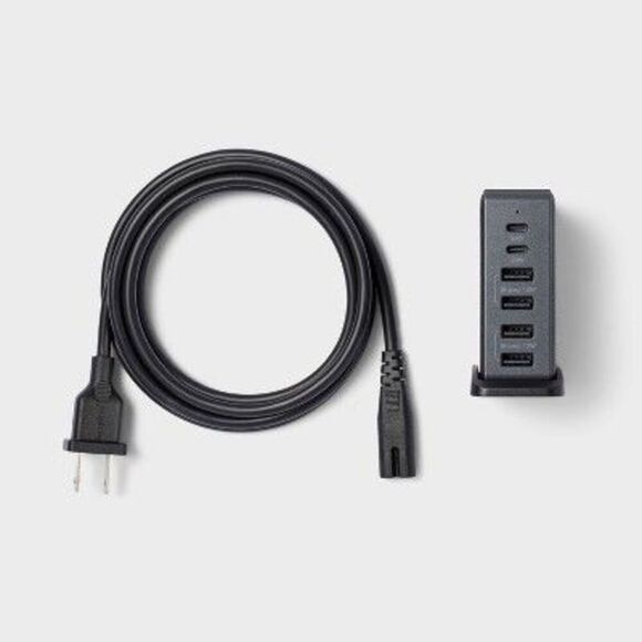 Heyday - 6-Port Charging Hub Vertical 2C + 4A - heyday Blac Black - Picture 1 of 3